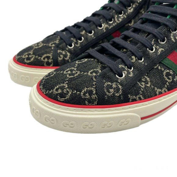 Gucci GG Jacquard Black Denim High-Top Tennis 1977 Men's Sneakers US11 - Picture 7 of 15
